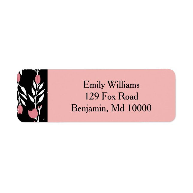 Beautiful Pink Floral Vine Return Address Label (Front)