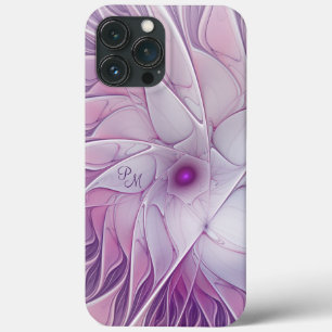 Beautiful Pink Flower Abstract Fractal Initials iPhone 13 Pro Max Case
