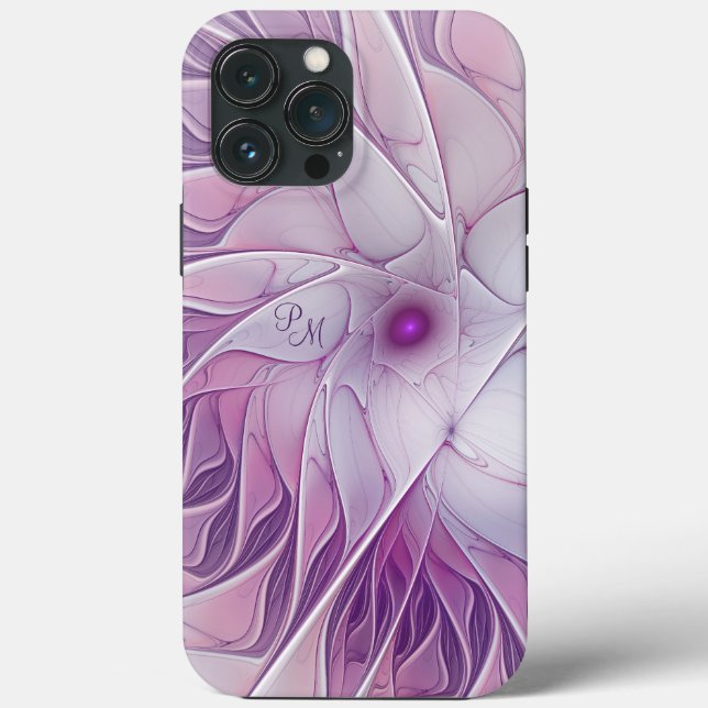 Beautiful Pink Flower Abstract Fractal Initials Case-Mate iPhone Case (Back)