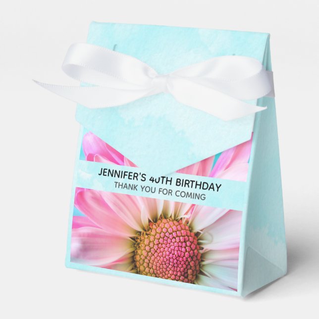  Beautiful Pink Flower Close Up Photo Birthday Favour Box (Front Side)