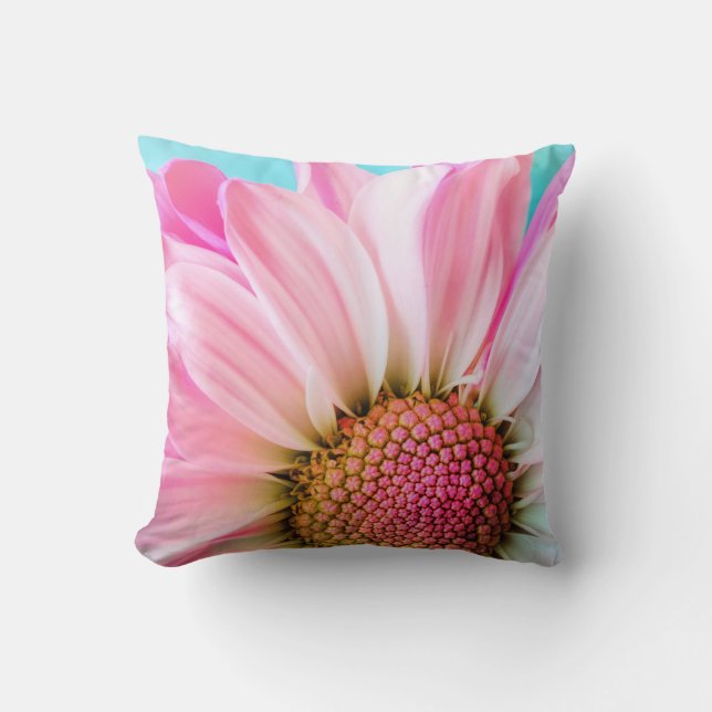 Beautiful Pink Flower Close Up Photo Cushion (Front)