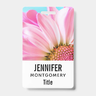 Beautiful Pink Flower Close Up Photo ID Badge