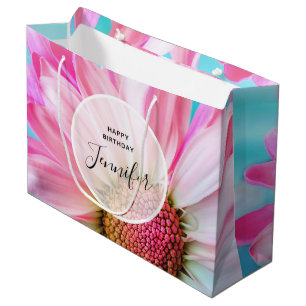 Beautiful Pink Flower Close Up Photo Large Gift Bag