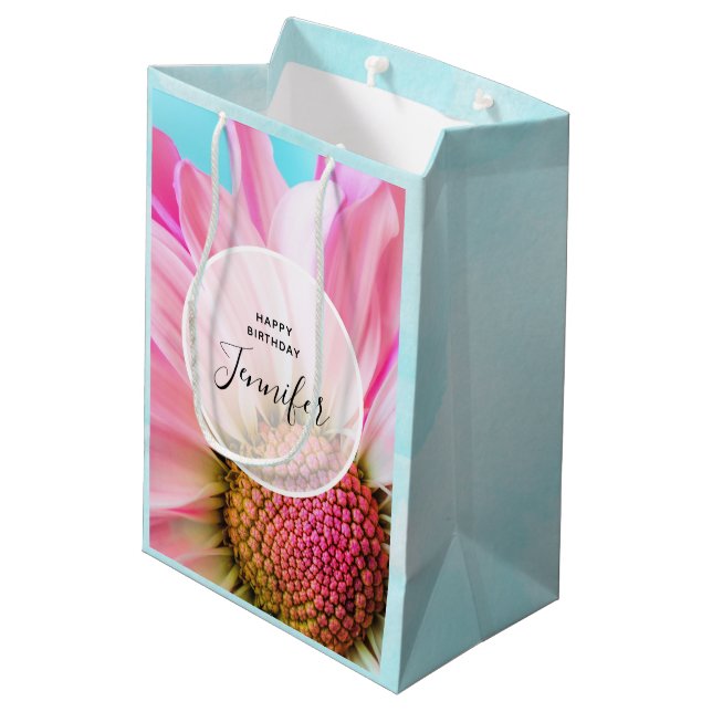 Beautiful Pink Flower Close Up Photo Medium Gift Bag (Back Angled)