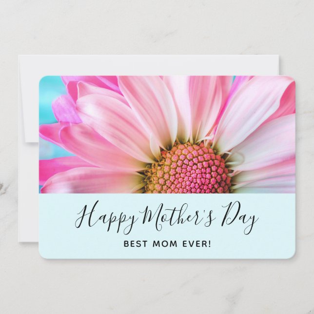 Beautiful Pink Flower Close Up Photo Mother's Day Holiday Card (Front)