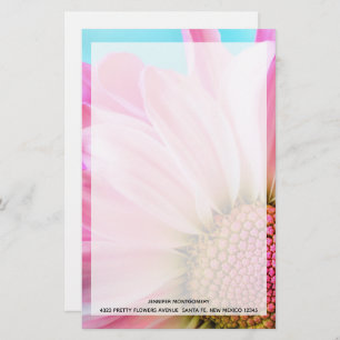 Beautiful Pink Flower Close Up Photo Stationery