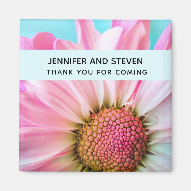 Beautiful Pink Flower Close Up Photo Wedding Magnet (Front)