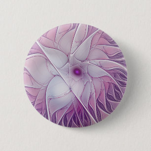 Beautiful Pink Flower Modern Abstract Fractal Art 6 Cm Round Badge