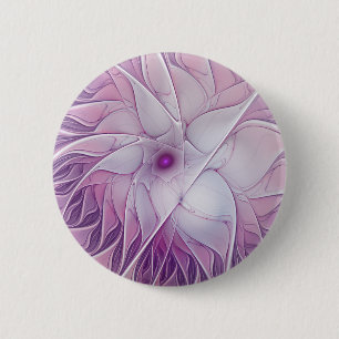 Beautiful Pink Flower Modern Abstract Fractal Art 6 Cm Round Badge