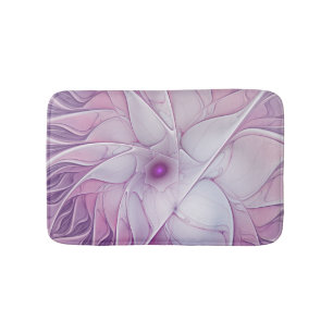 Beautiful Pink Flower Modern Abstract Fractal Art Bath Mat