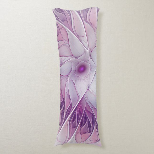 Beautiful Pink Flower Modern Abstract Fractal Art Body Cushion (Front Vertical)