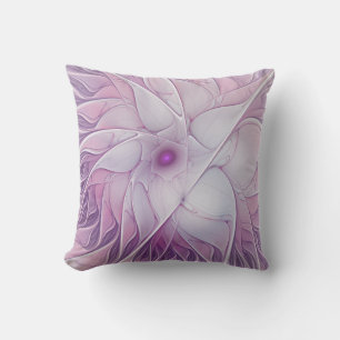 Beautiful Pink Flower Modern Abstract Fractal Art Cushion