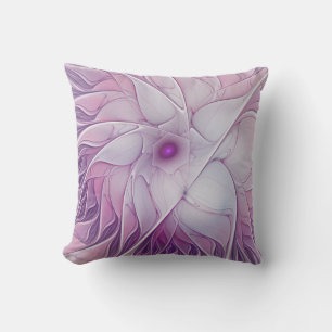 Beautiful Pink Flower Modern Abstract Fractal Art Cushion