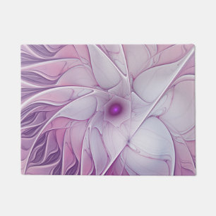 Beautiful Pink Flower Modern Abstract Fractal Art Doormat