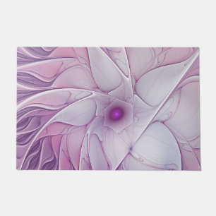 Beautiful Pink Flower Modern Abstract Fractal Art Doormat