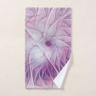 Beautiful Pink Flower Modern Abstract Fractal Art Hand Towel