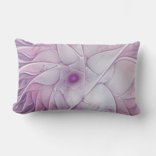 Beautiful Pink Flower Modern Abstract Fractal Art Lumbar Cushion