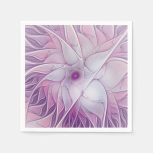 Beautiful Pink Flower Modern Abstract Fractal Art Napkin