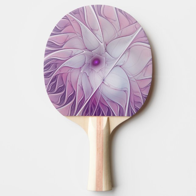 Beautiful Pink Flower Modern Abstract Fractal Art Ping Pong Paddle (Front)