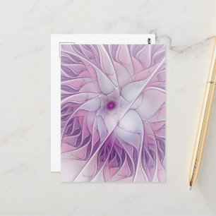 Beautiful Pink Flower Modern Abstract Fractal Art Postcard