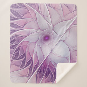 Beautiful Pink Flower Modern Abstract Fractal Art Sherpa Blanket