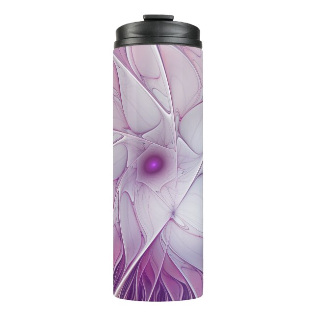 Beautiful Pink Flower Modern Abstract Fractal Art Thermal Tumbler (Front)