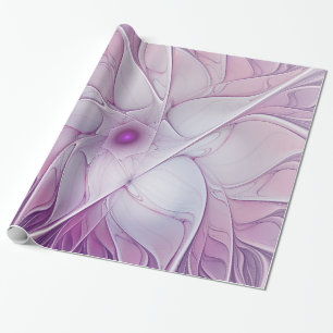 Beautiful Pink Flower Modern Abstract Fractal Art Wrapping Paper