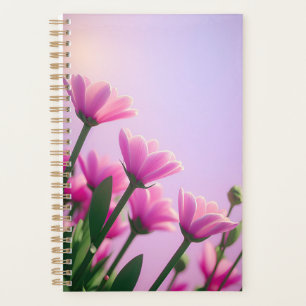 Beautiful pink flower pattern planner