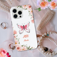 Beautiful Pink Flowers Butterfly Girly Name 