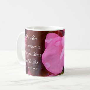 Beautiful Pink Flowers Christian Bible Verse  Coffee Mug