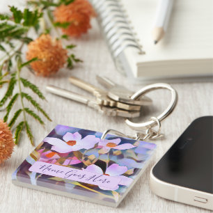Beautiful Pink Flowers Customisable Key Ring