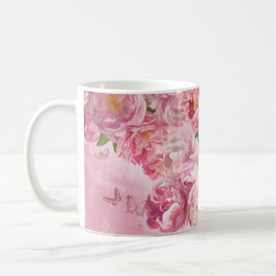 Beautiful pink flowers garden coffee mug
