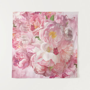 Beautiful pink flowers garden tapestry