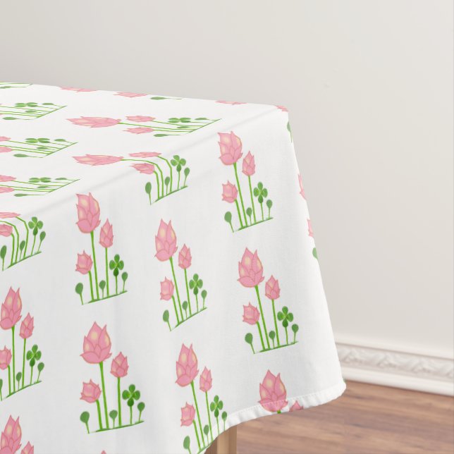 Beautiful Pink Flowers on White Tablecloth (In Situ)