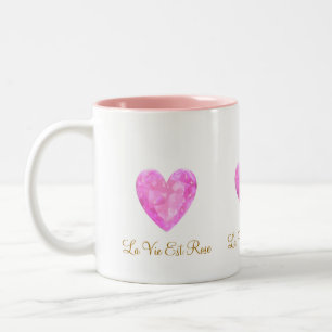 Beautiful Pink Gem Heart Two-Tone Coffee Mug