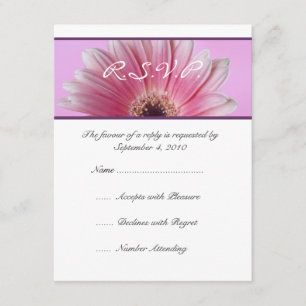 Beautiful Pink Gerbera Wedding RSVP Card