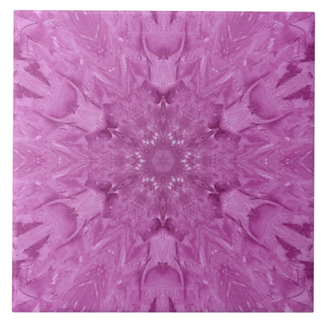 Beautiful Pink Girl Lace Kaleidoscope Pattern Ceramic Tile (Front)