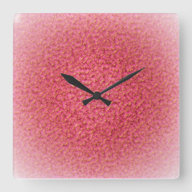 BEAUTIFUL PINK GOLD MODERN TRENDY ABSTRACT SQUARE WALL CLOCK (Front)