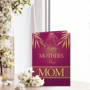 Beautiful Pink Gold Palms Custom Mother's Day Card