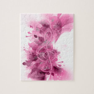 Beautiful pink grey cool splatter flowers leaves jigsaw puzzle
