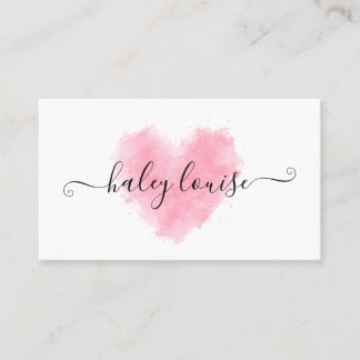 Beautiful Pink Heart Brush Stroke with Signature Business Card