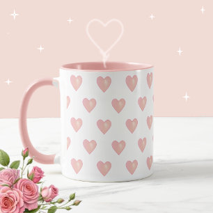 Beautiful Pink Hearts on White Mug