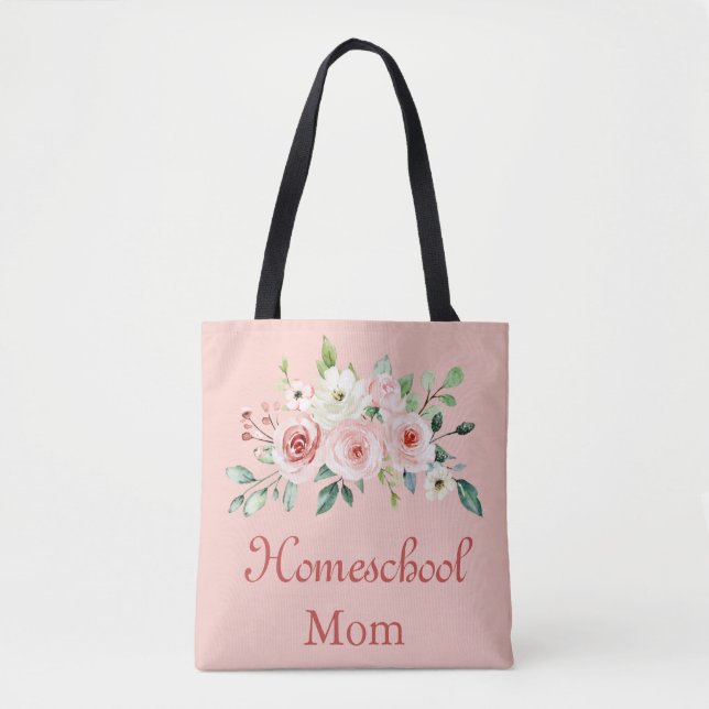 Beautiful Pink Homeschool Mum Tote Bag (Front)