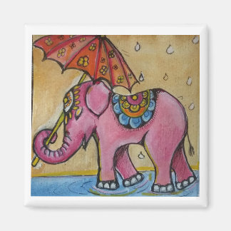 Beautiful Pink indian elephant illustration Magnet
