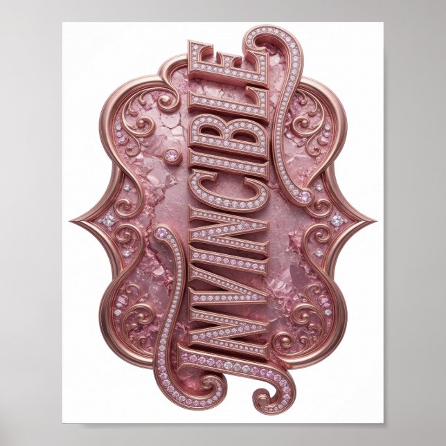 Beautiful Pink INVINCIBLE Bold Design Poster (Front)