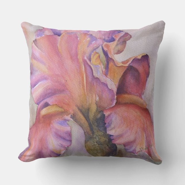 BEAUTIFUL PINK IRIS FLOWER PATIO CUSHION (Front)