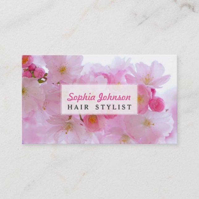 Beautiful Pink Japanese Cherry Blossom Business Card (Front)