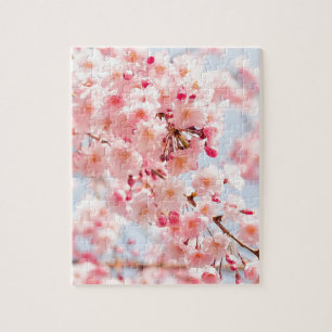 Beautiful Pink Japanese Cherry Blossom Sakura Jigsaw Puzzle