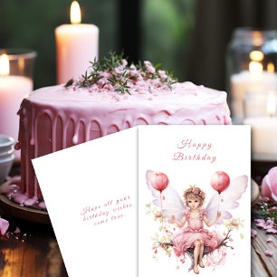 Beautiful Pink & Lavender Birthday Fairy   Card