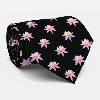 Beautiful Pink Lily Lotus Flower Trendy Pattern Tie